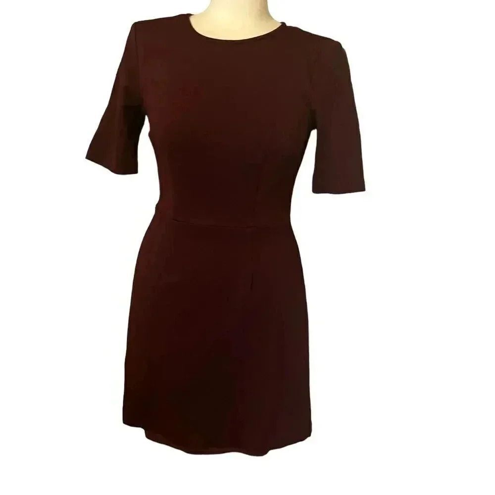 Trina Turk Womens Aroma Short Sleeve A Line Burgandy‎ Dress Size 0 TD197501